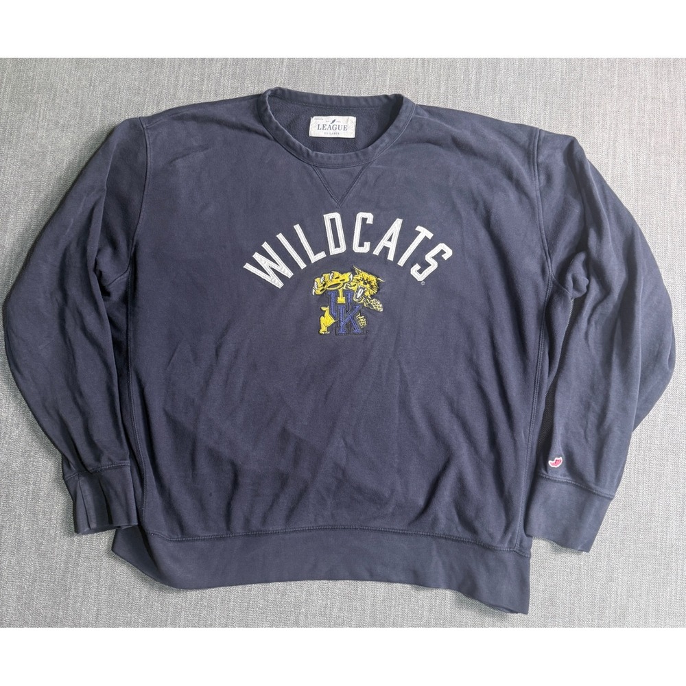 League Kentucky Wildcats Sweatshirt Mens XXL Navy Blue UK Graphic Crewneck W2 51